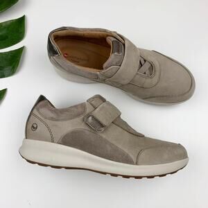 Clarks Unstructured Un Adorn Lo Sneakers Taupe Leather Comfort Shoes Women's 6
